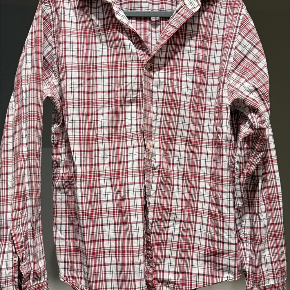 UNTUCKit Red and White Checkered Shirt